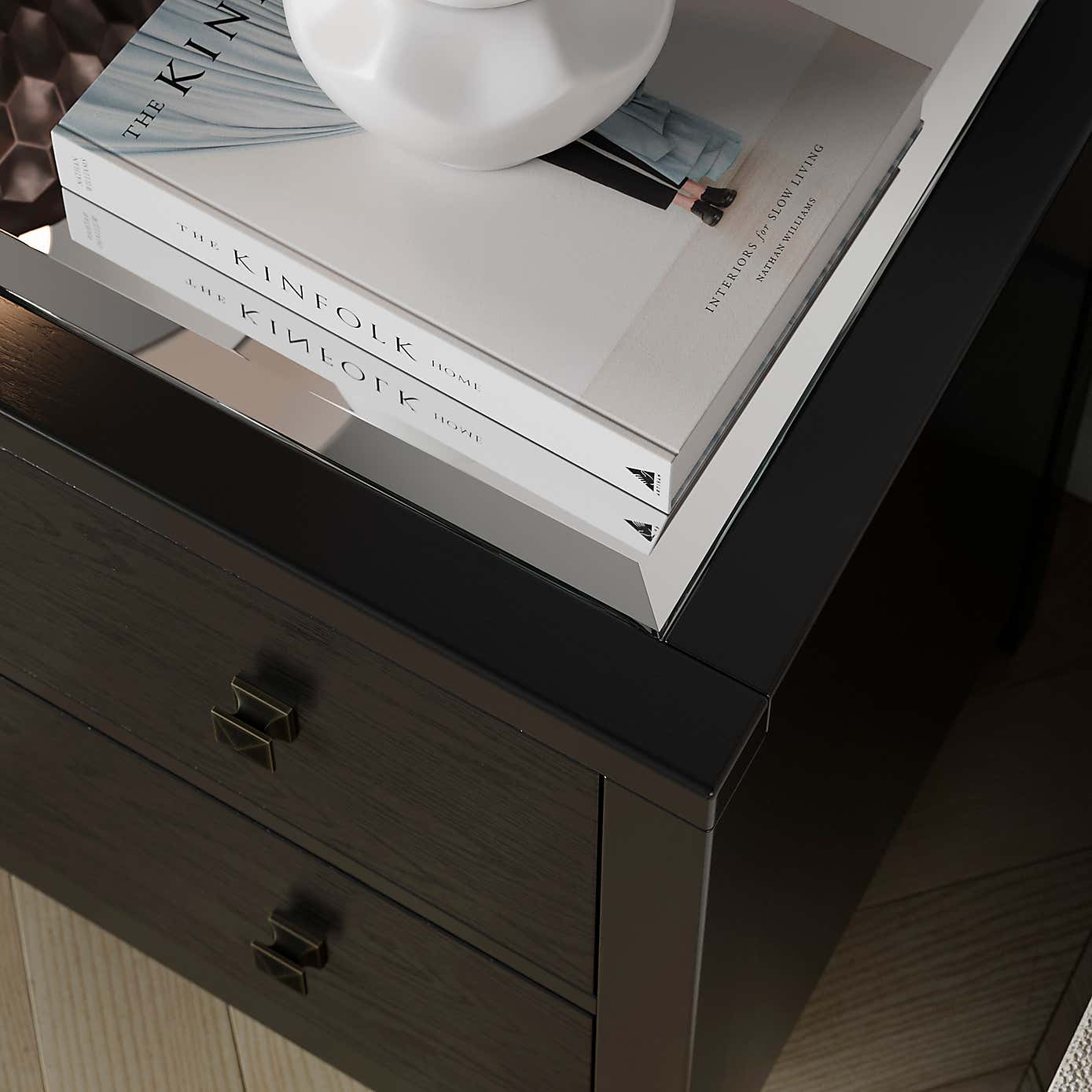 Malone Wide 2 Drawer Bedside Table, Natural