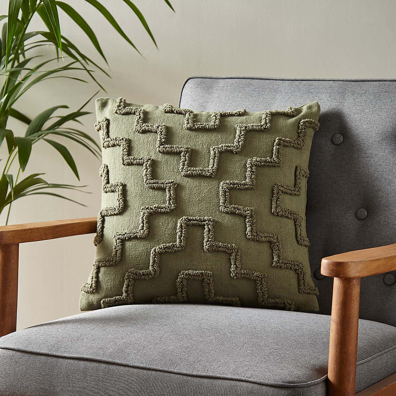 Loop Geometric Olive Cushion Cover