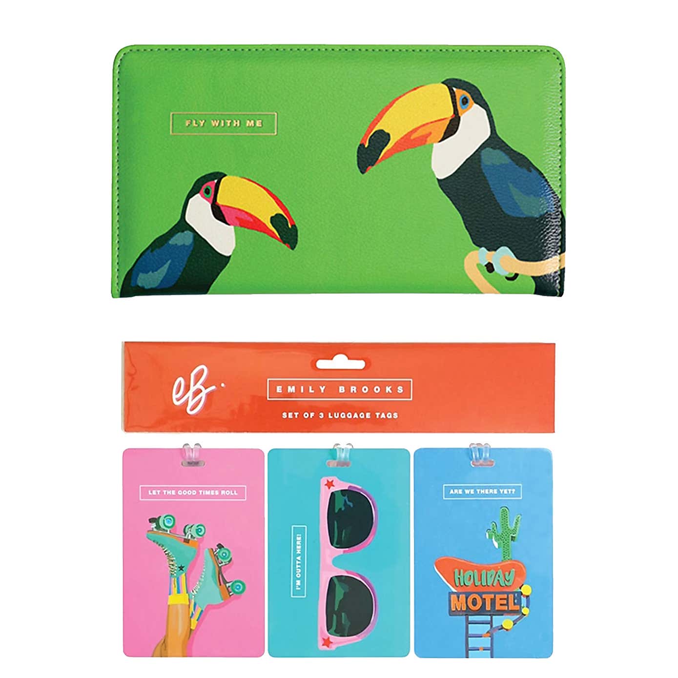 Emily Brooks Travel Wallet and Set of 3 Luggage Tags