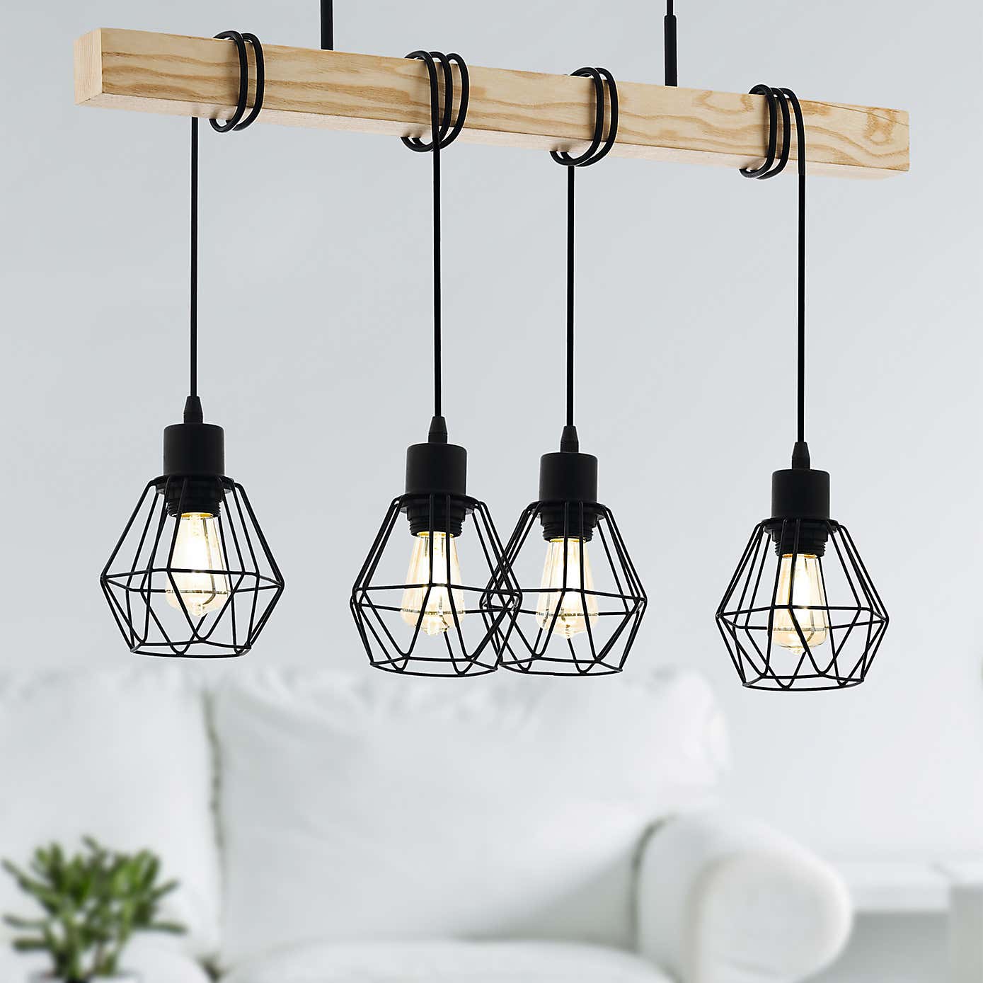EGLO Townshend Industrial 4 Light Adjustable Diner Ceiling Light