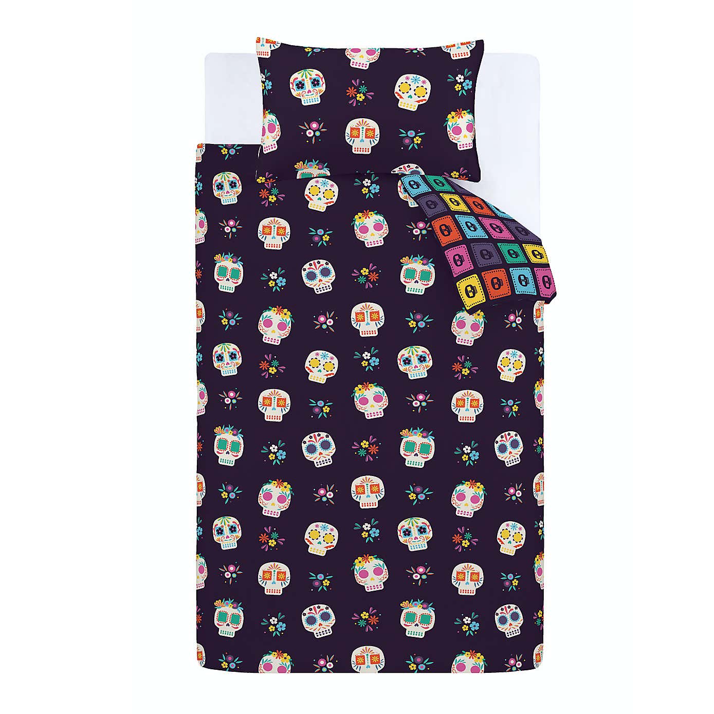 Catherine Lansfield Sugar Skull Fiesta Duvet Cover and Pillowcase Set