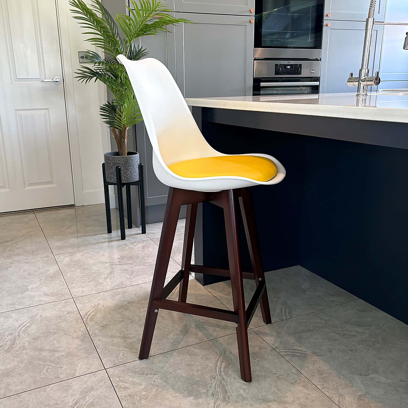 Fusion Living Soho White Plastic Bar Stool