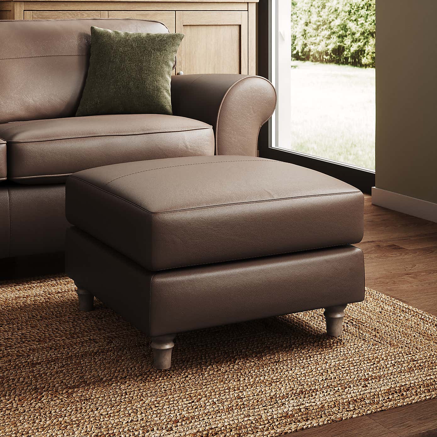 Flori Classic Leather Footstool