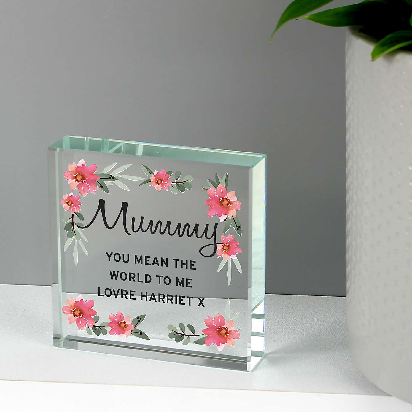 Personalised Floral Sentimental Crystal Token