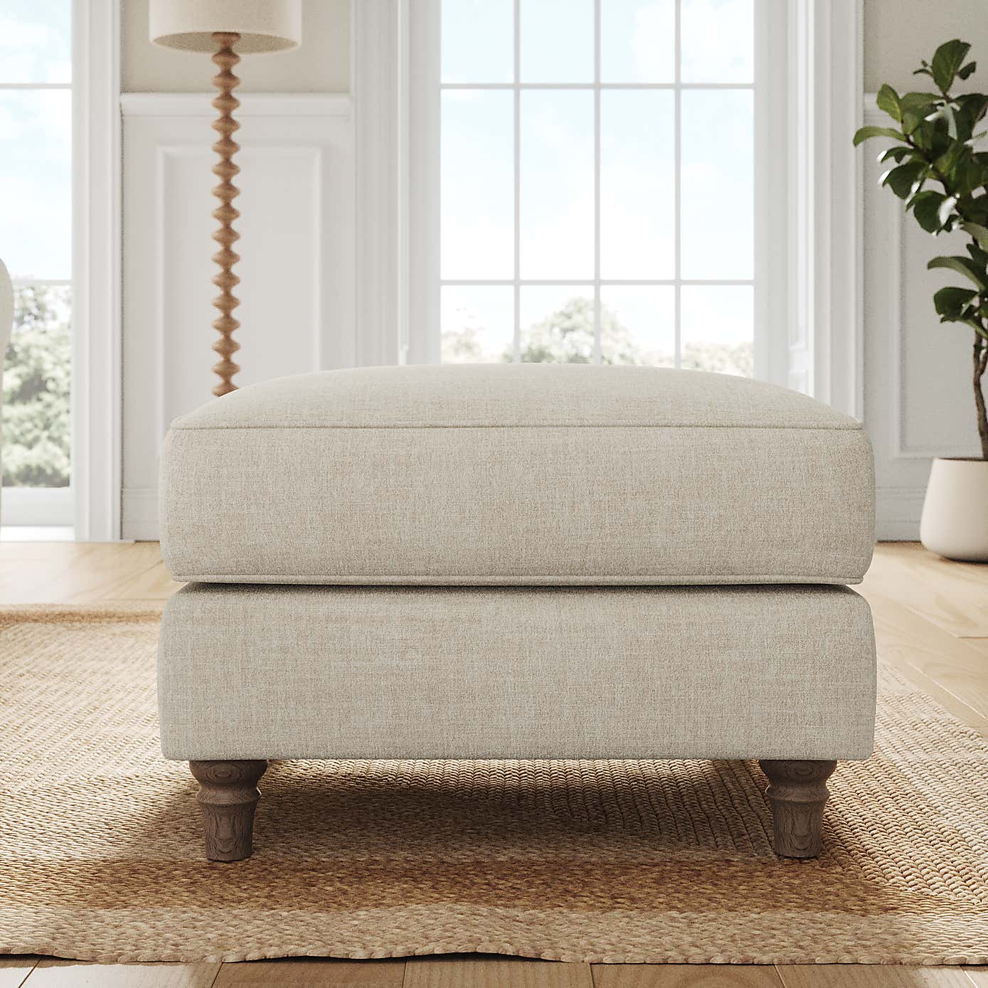 Flori Footstool, Tonal Plush Chenille