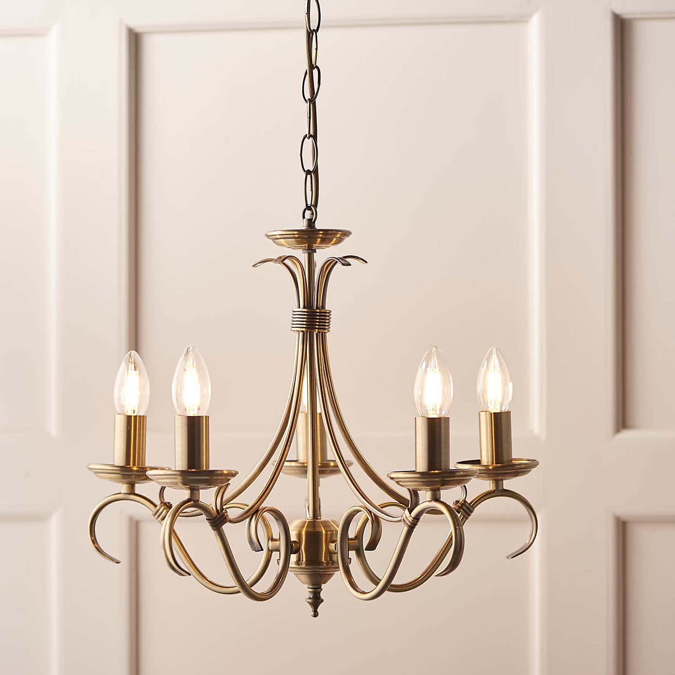 Vogue Bernice 5 Light Candelabra Ceiling Fitting Antique Brass