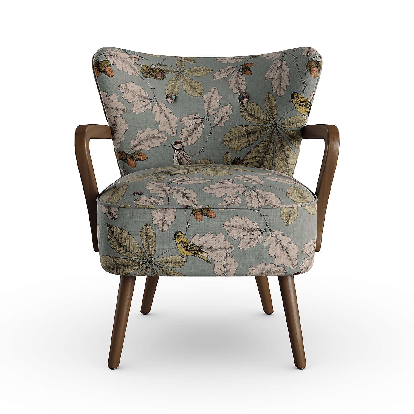 Eliza Wooden Armchair, Flatweave Arboretum Print
