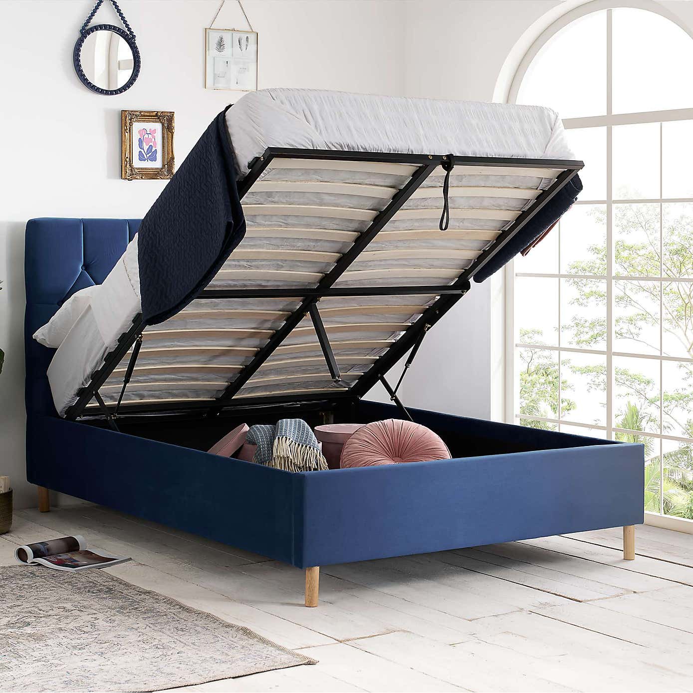 Loxley Velvet Ottoman Bed