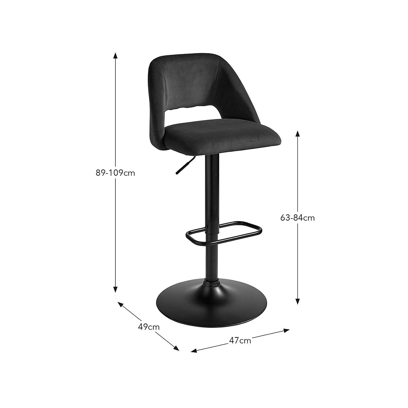 Jonas Adjustable Height Bar Stool, Velvet