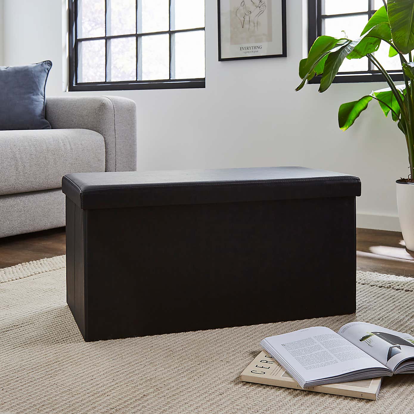 Foldable Black Ottoman