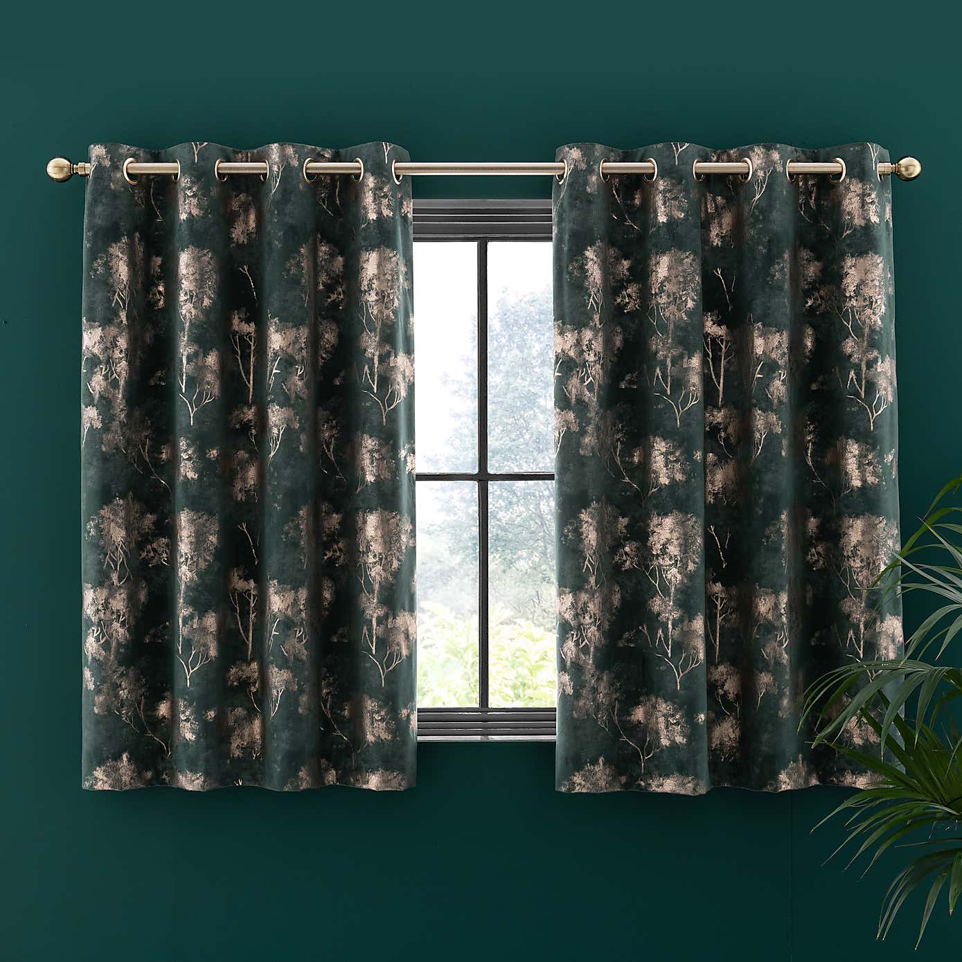 Velour Trees Eyelet Curtains