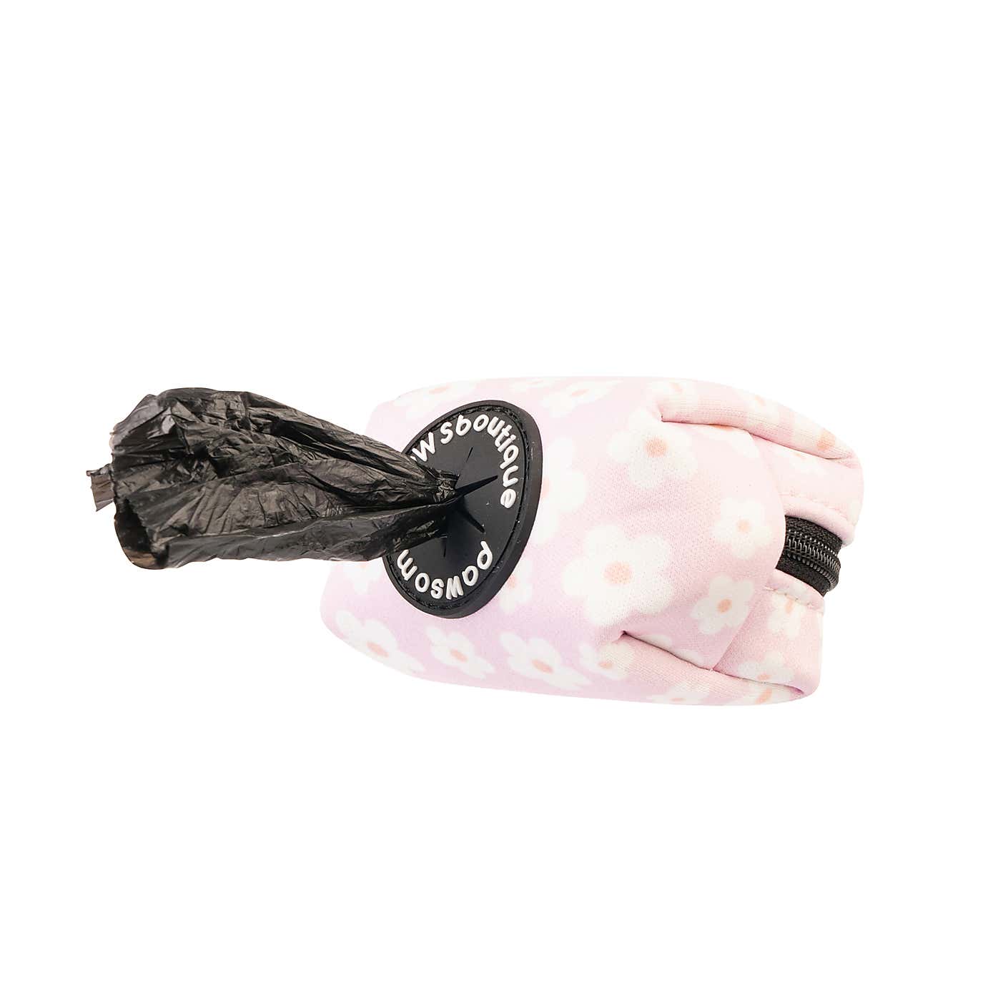 Pink Flowers Poo Bag Holder & Bow Tie Set
