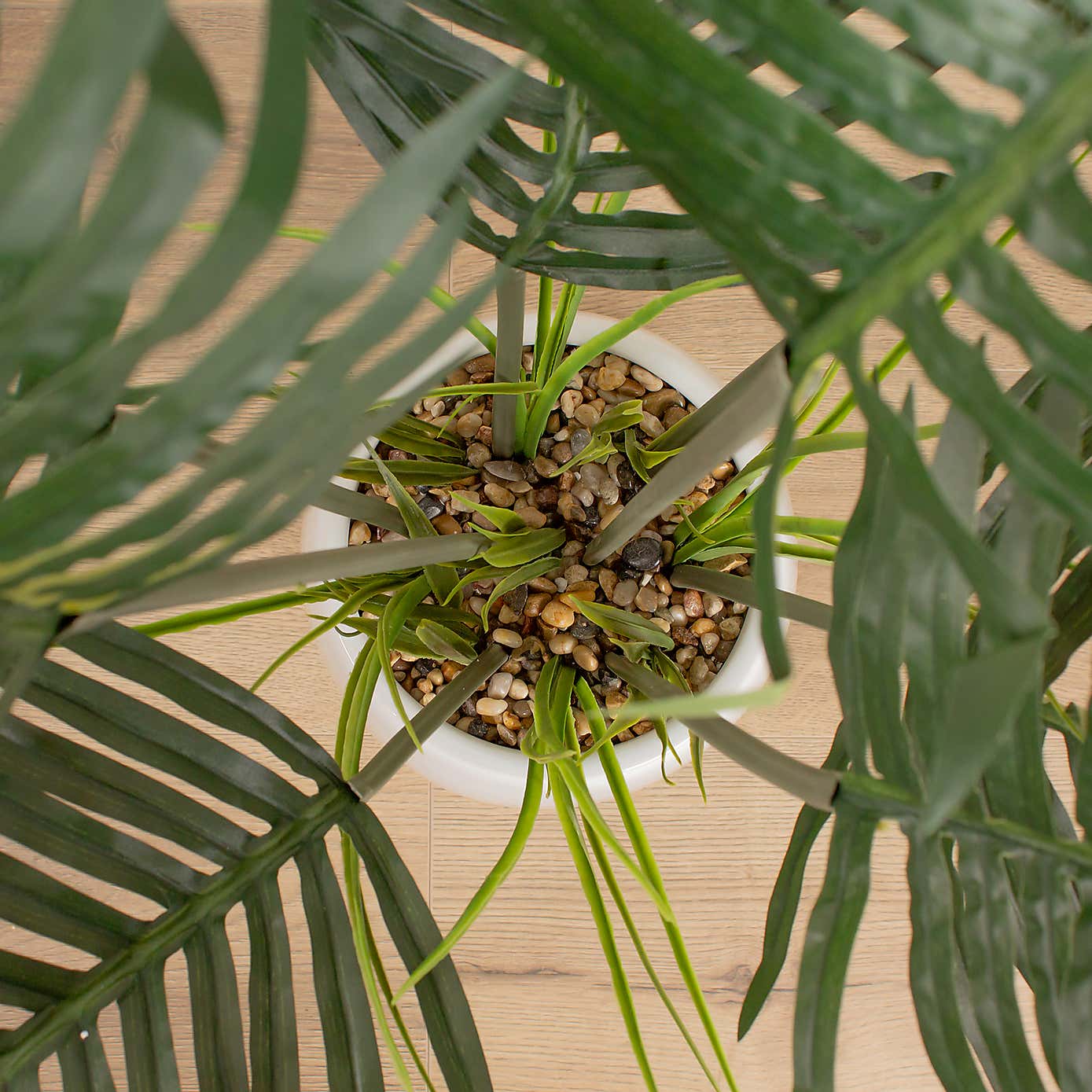 Artificial Palm Tree in White Ceramic Plant Pot