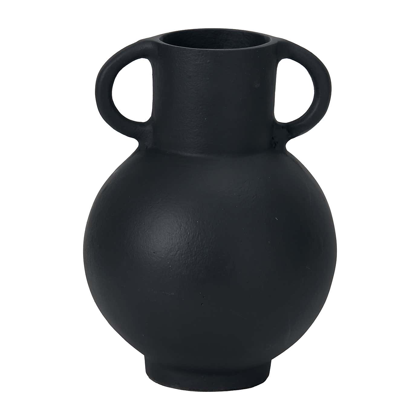 Matt Metal Handled Vase