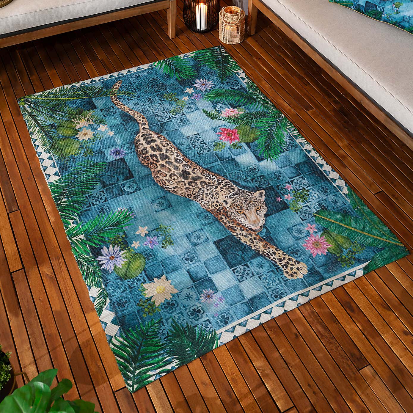 Paoletti Majorelle Leopard Indoor Outdoor Rug