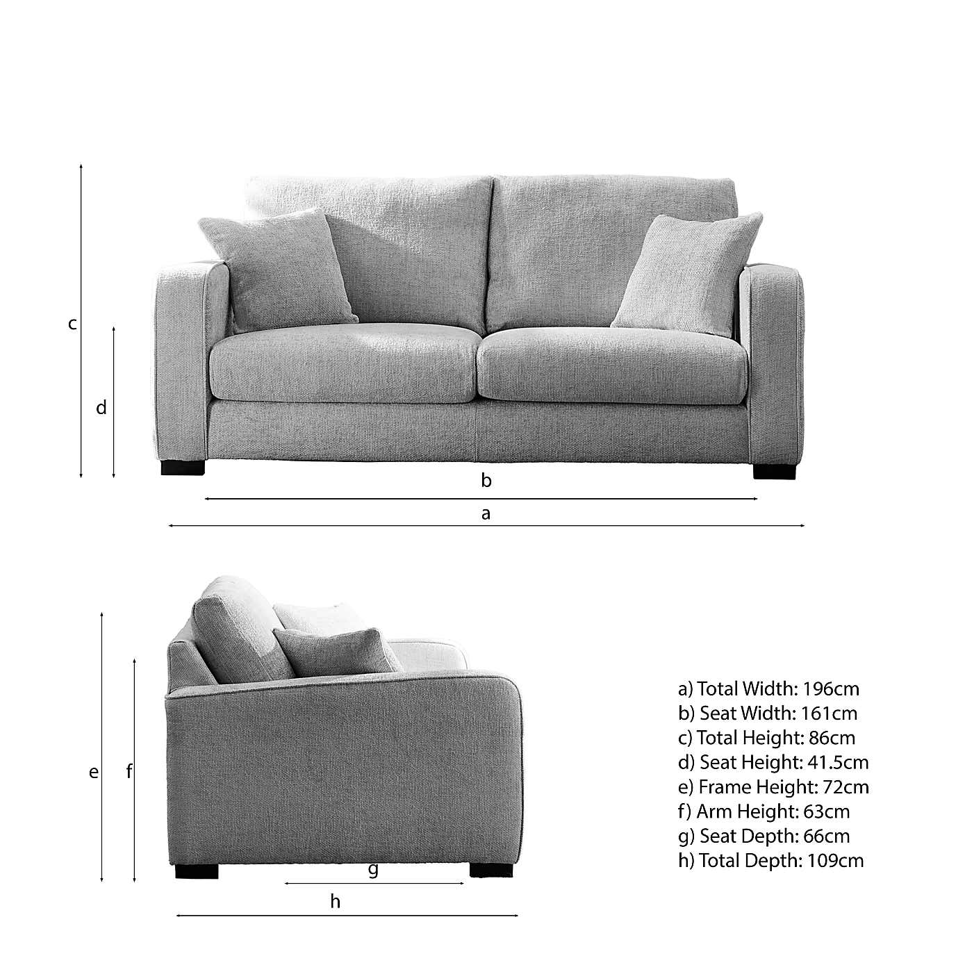 Carson Chunky Chenille 3 Seater Sofa