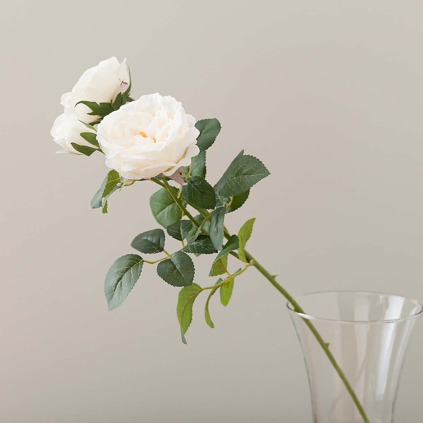 Artificial White Cabbage Rose Stem