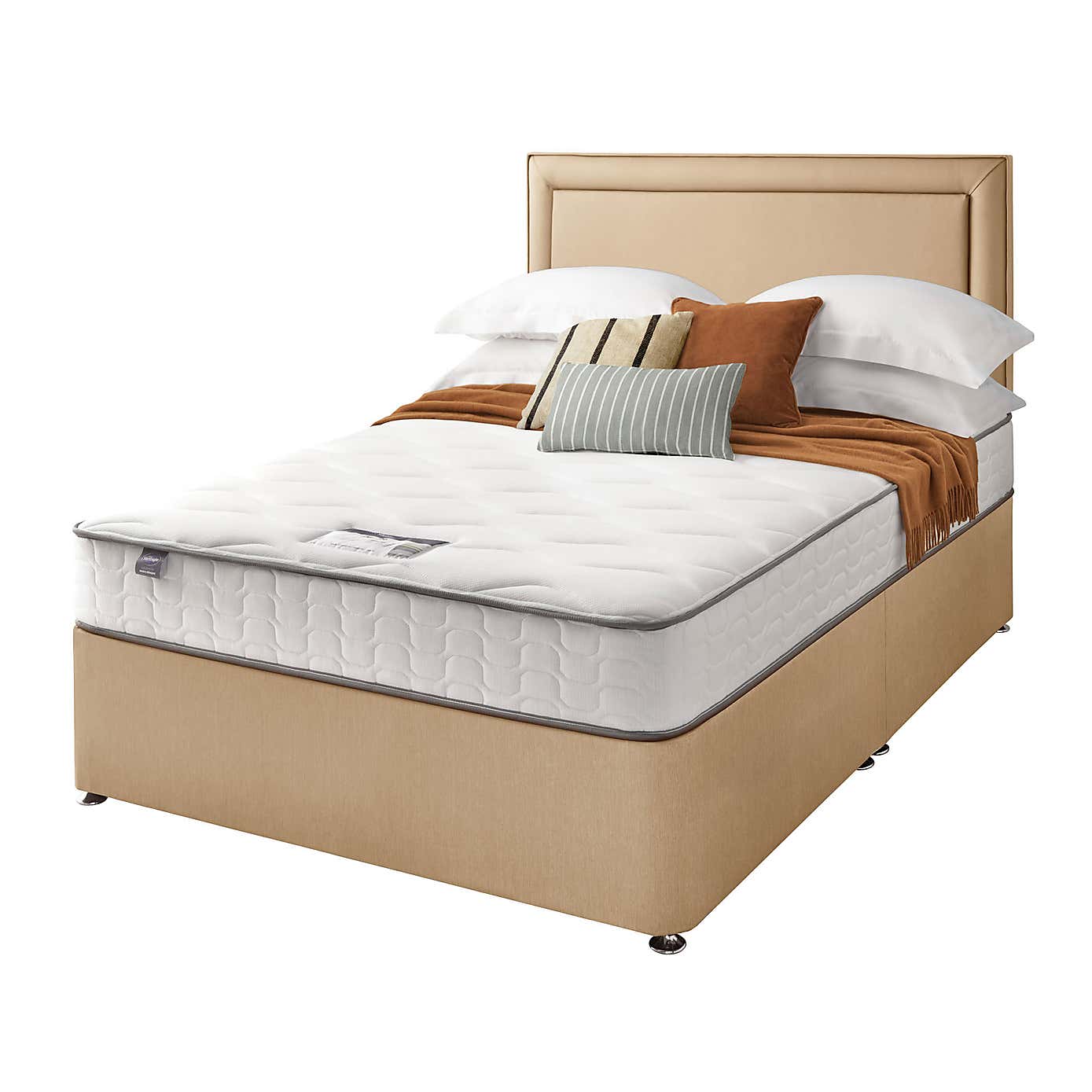 Silentnight 2 Drawer Divan Bed With Fabric Malvern Headboard