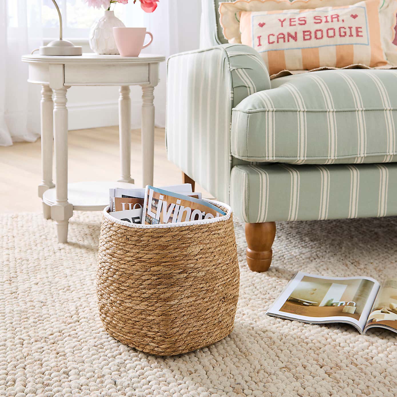 Rush Storage Basket with Trim