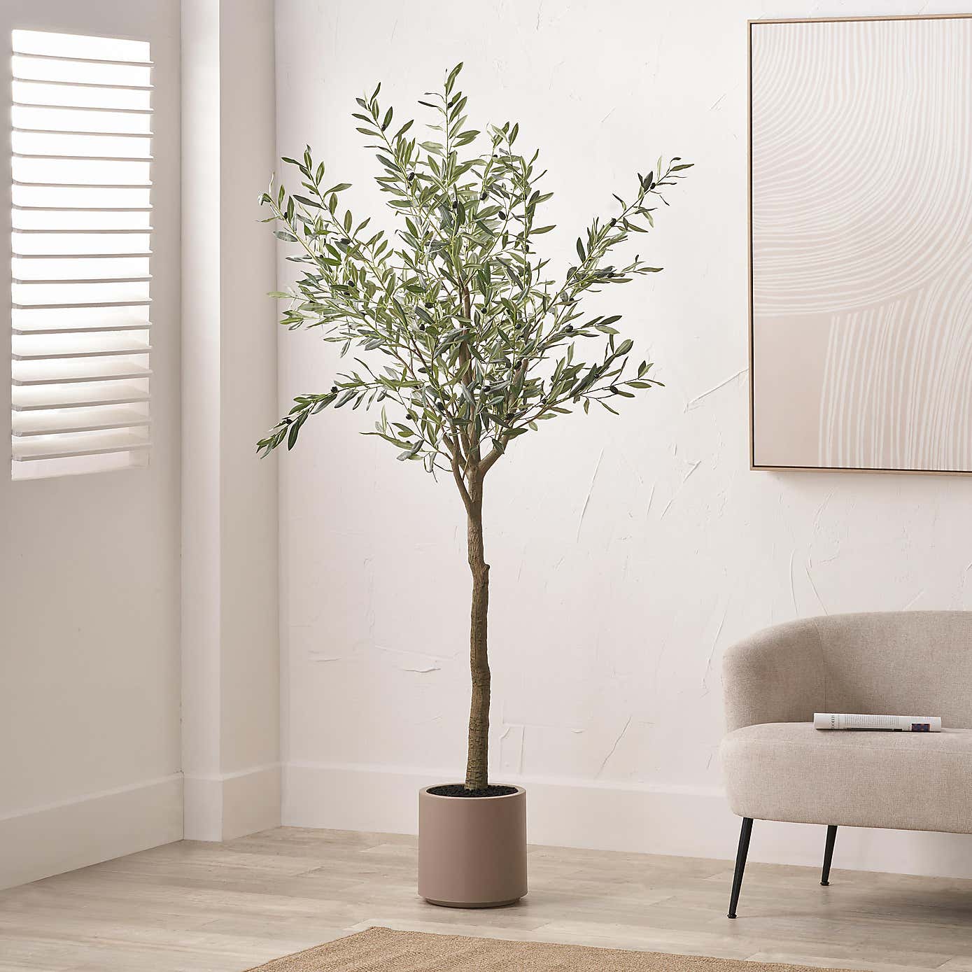 Artificial Large Olive Tree in Taupe Plant Pot