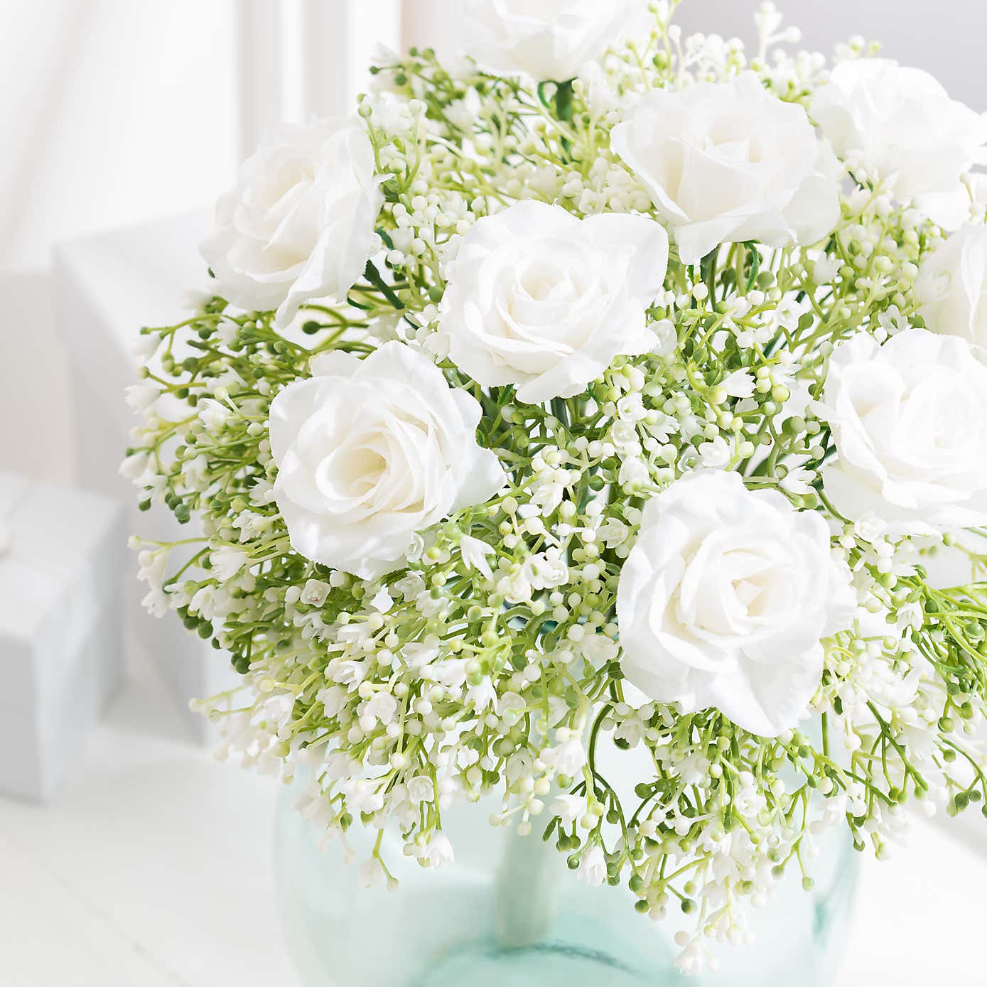Artificial Rose and Gypsophila Bouquet