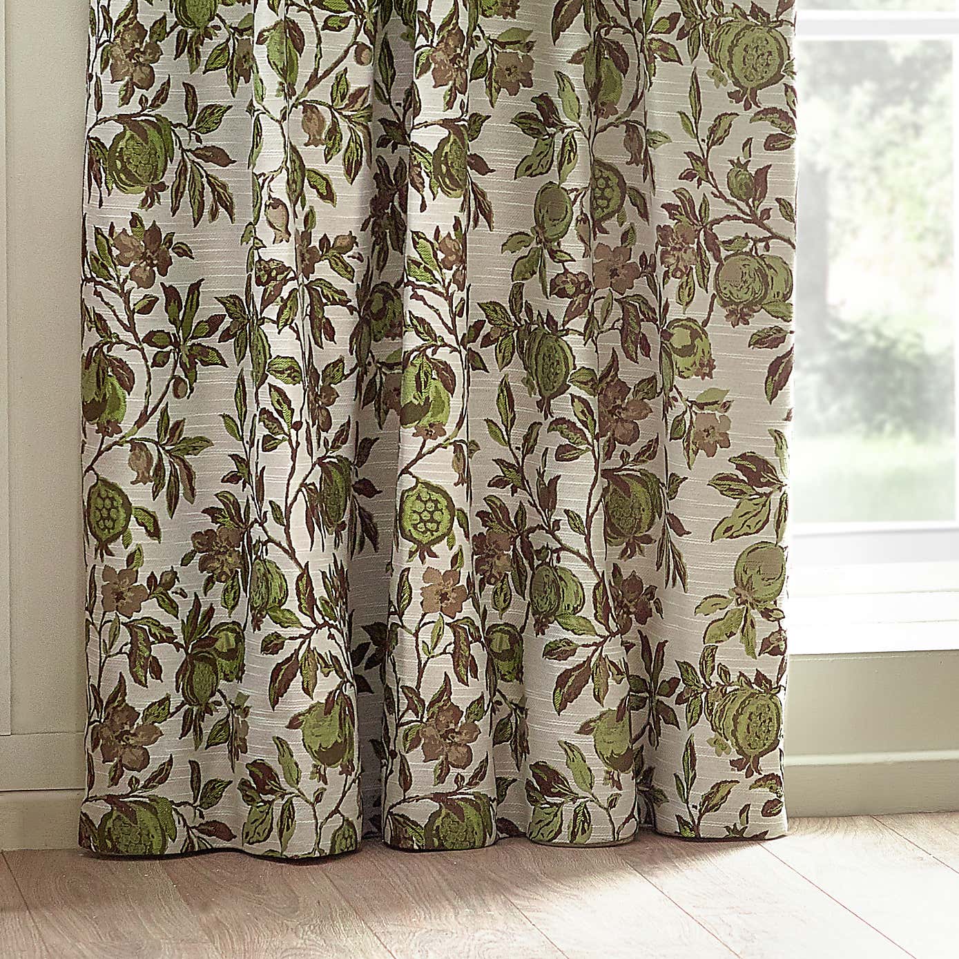 Pomegranate Green Pencil Pleat Curtains