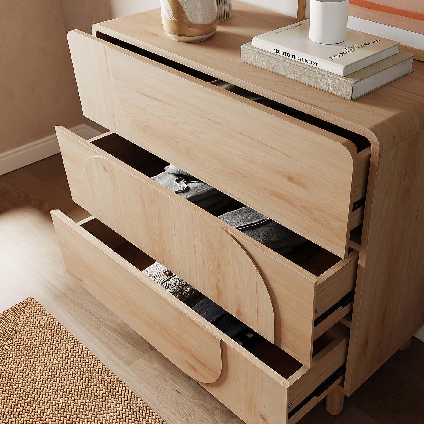 Aldo 3 Drawer Chest, Light Oak