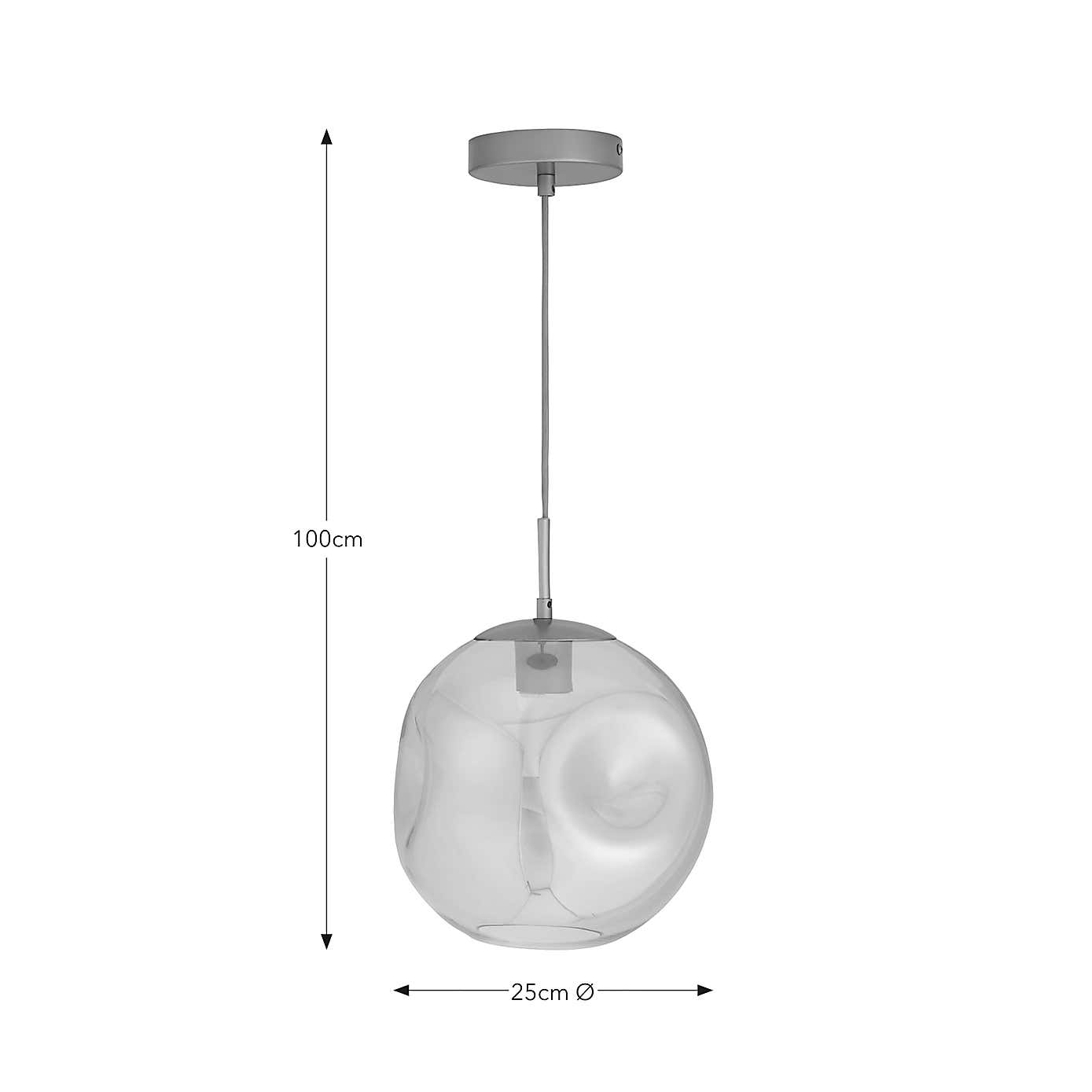 Alexis Glass 1 Light Pendant Ceiling Fitting 20cm