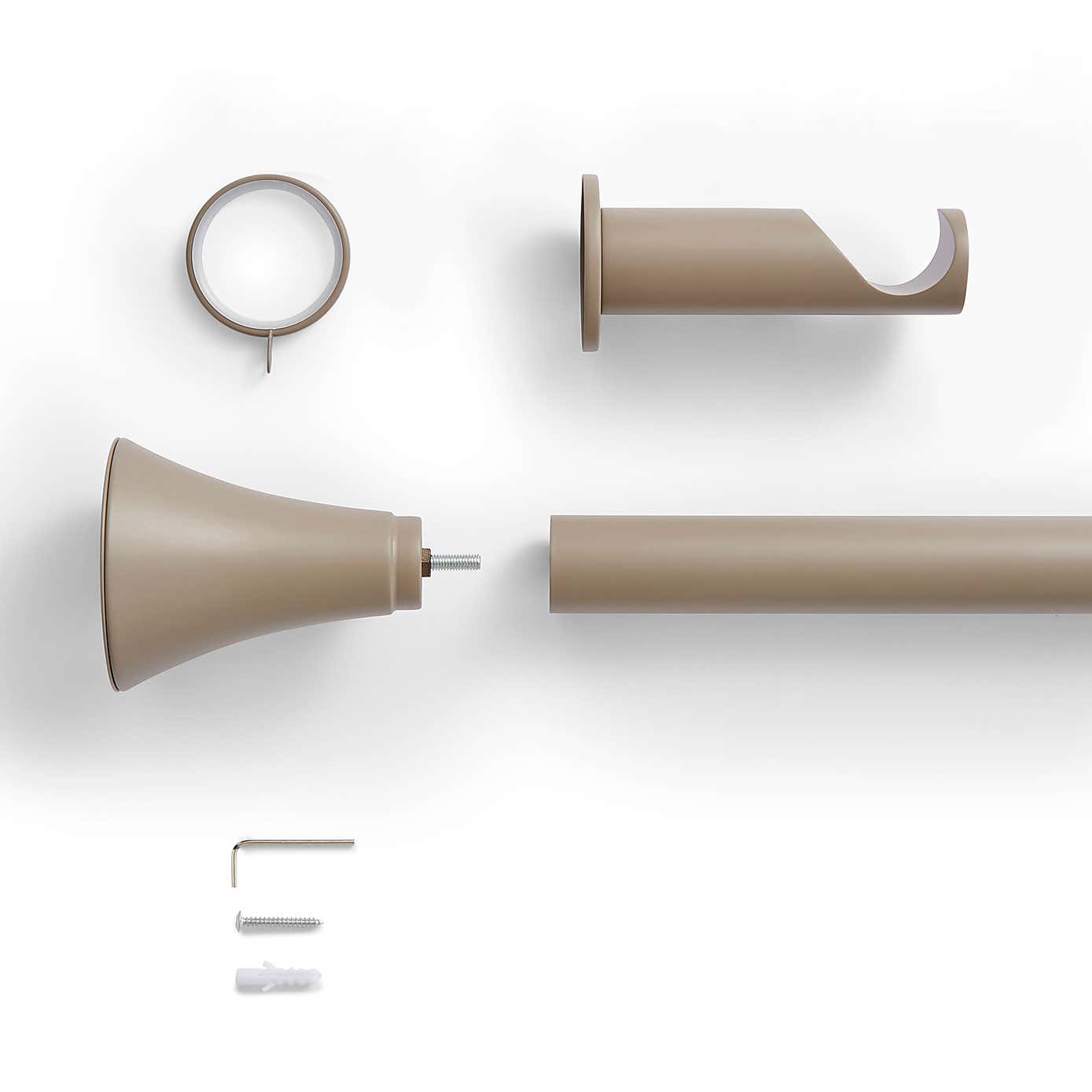 Flush Trumpet Fixed Metal Curtain Pole with Rings