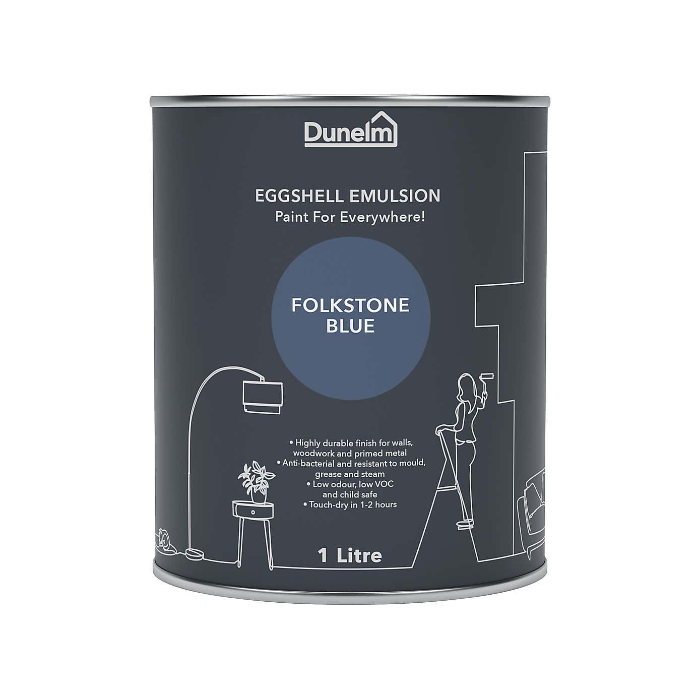 Dunelm Folkstone Blue Eggshell Emulsion Paint