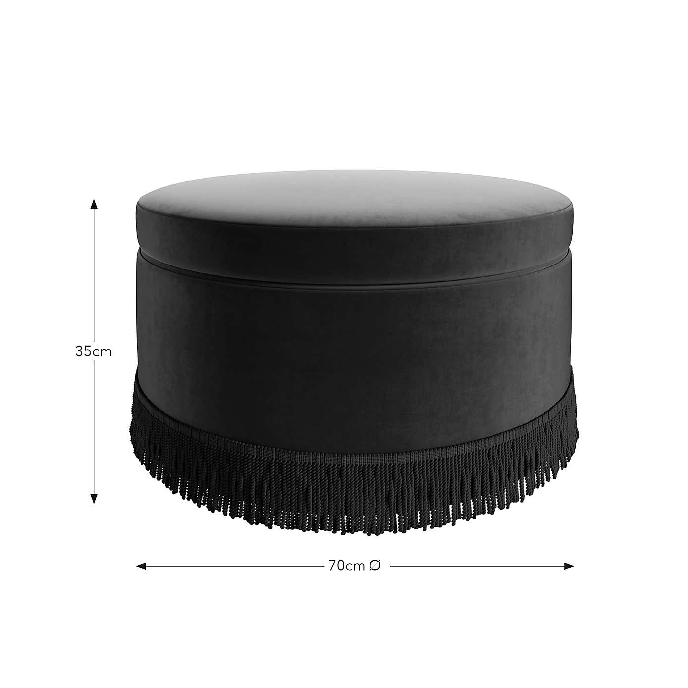 Round Tassel Velvet Storage Pouffe