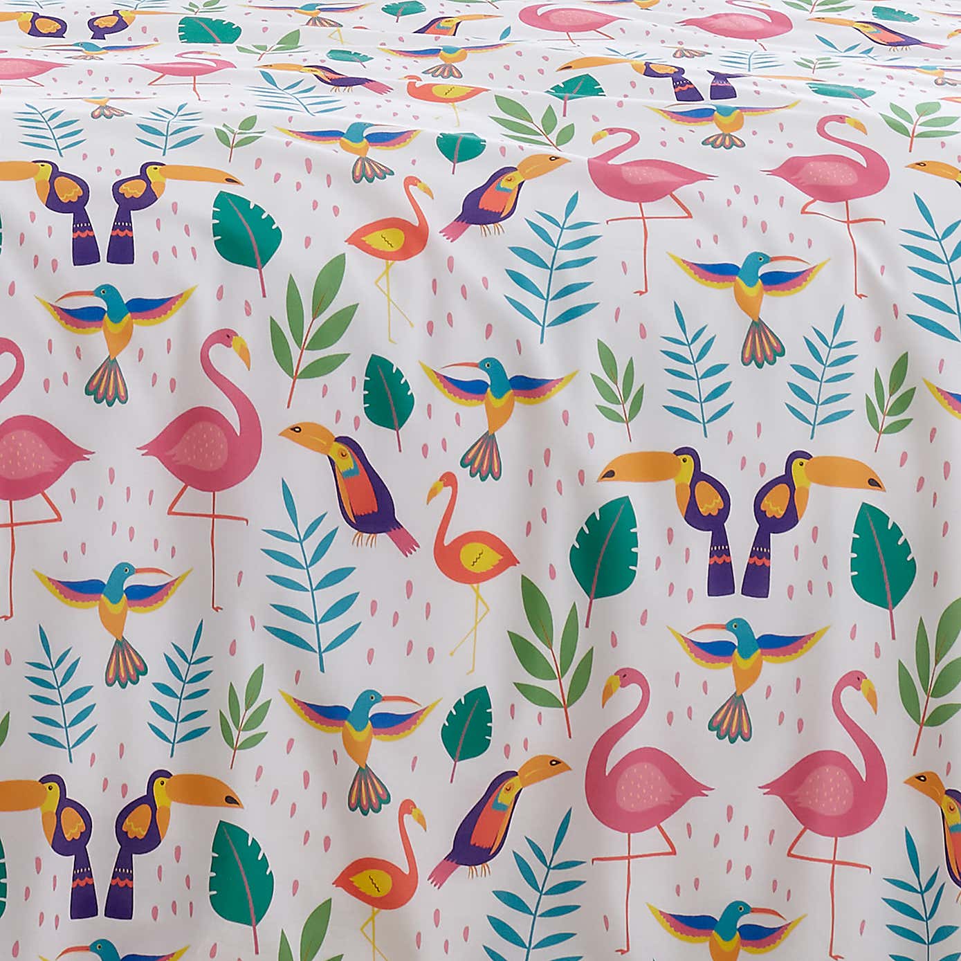 Fusion Tropical Flamingo Reversible Duvet Cover and Pillowcase Set