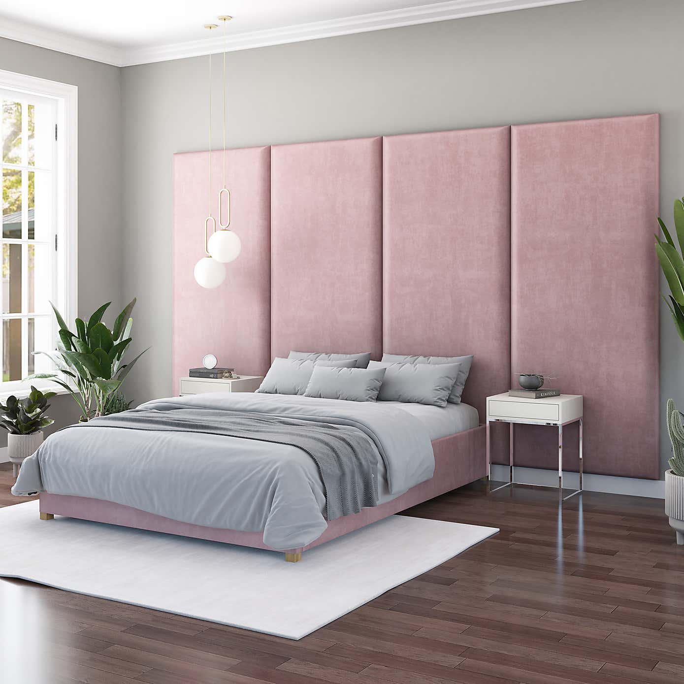 Hanging Wall Panel Dual Mount Plush Velvet Headboard