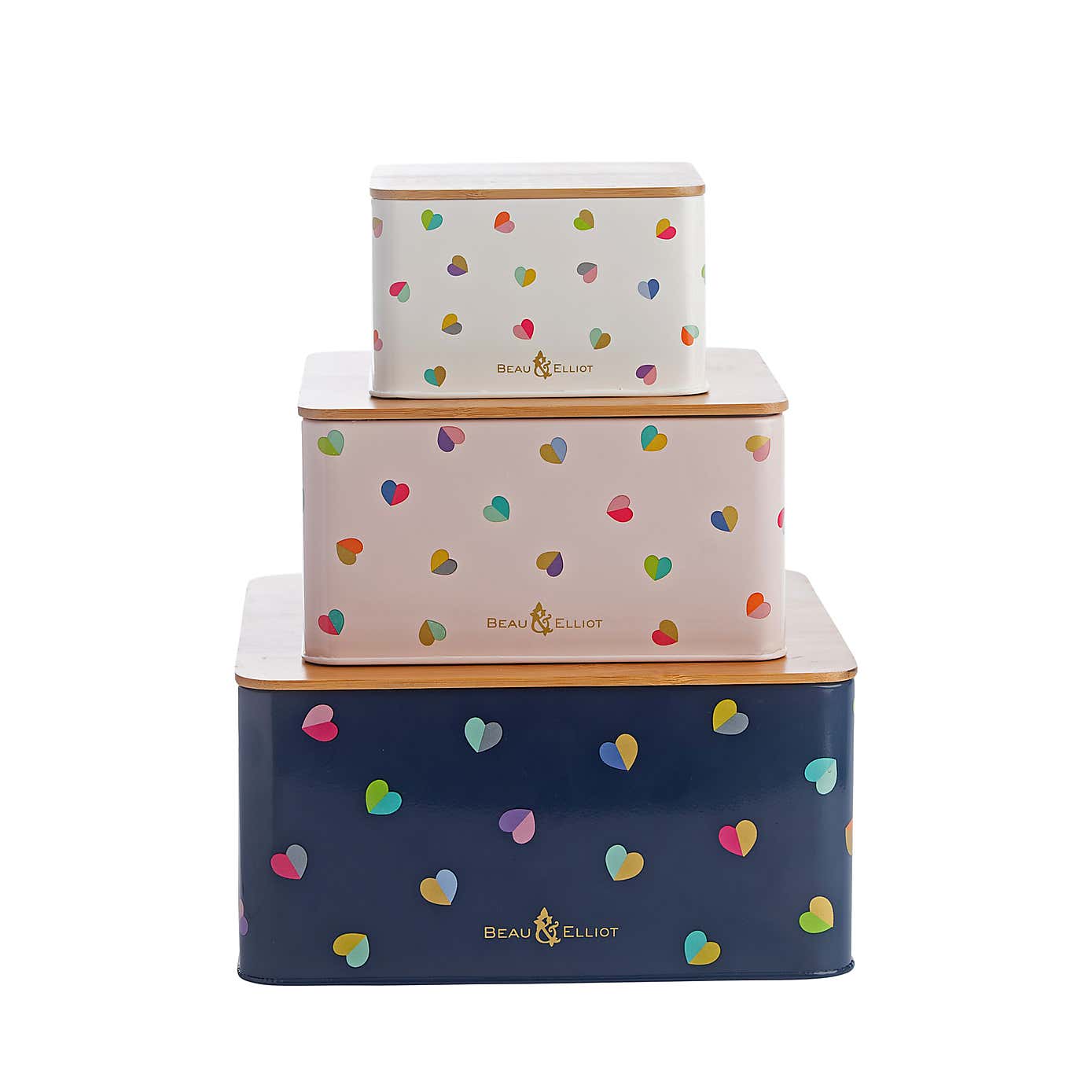 Mini Confetti Set of 3 Nesting Tins with Bamboo Lids