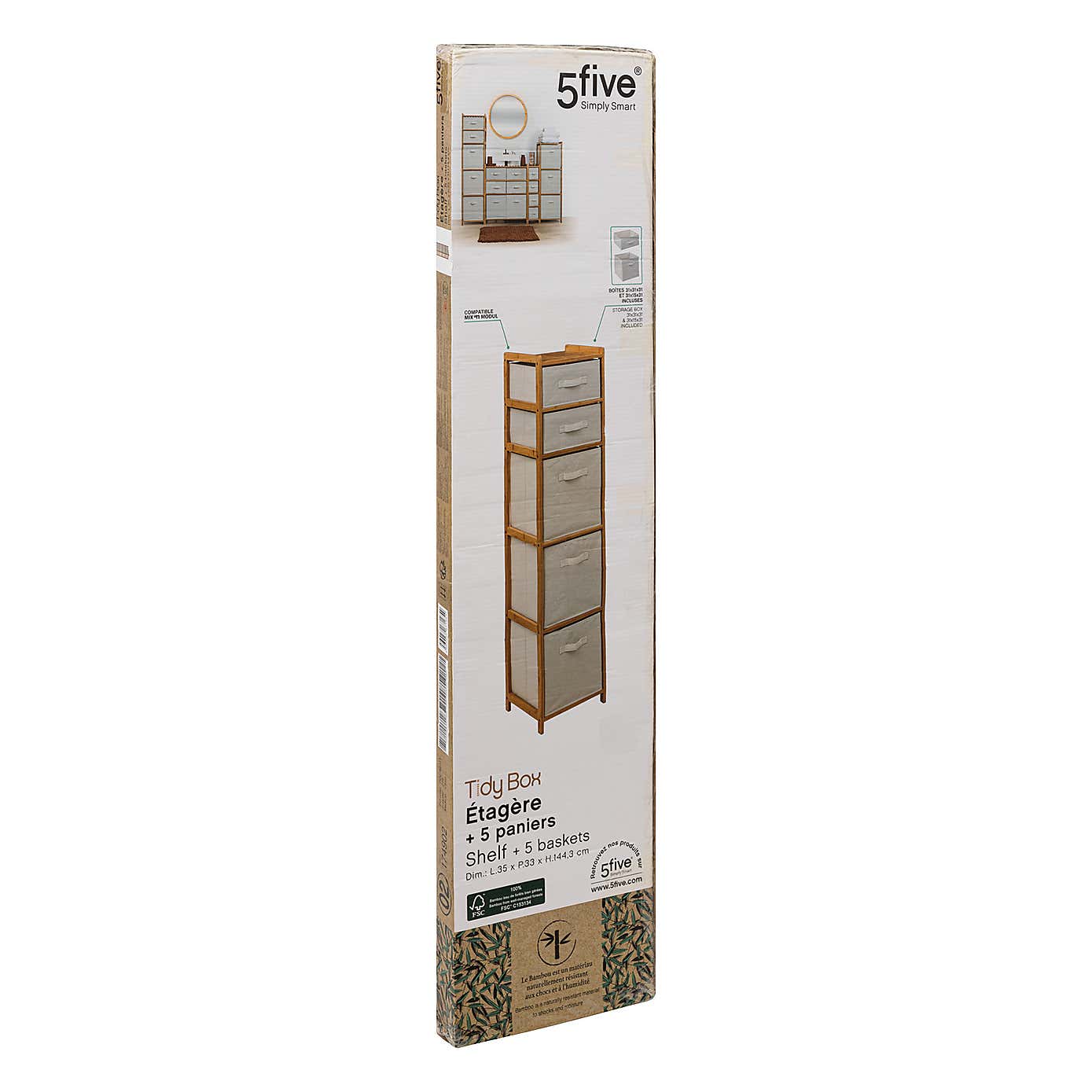 Tidy White 5 Box Storage Unit