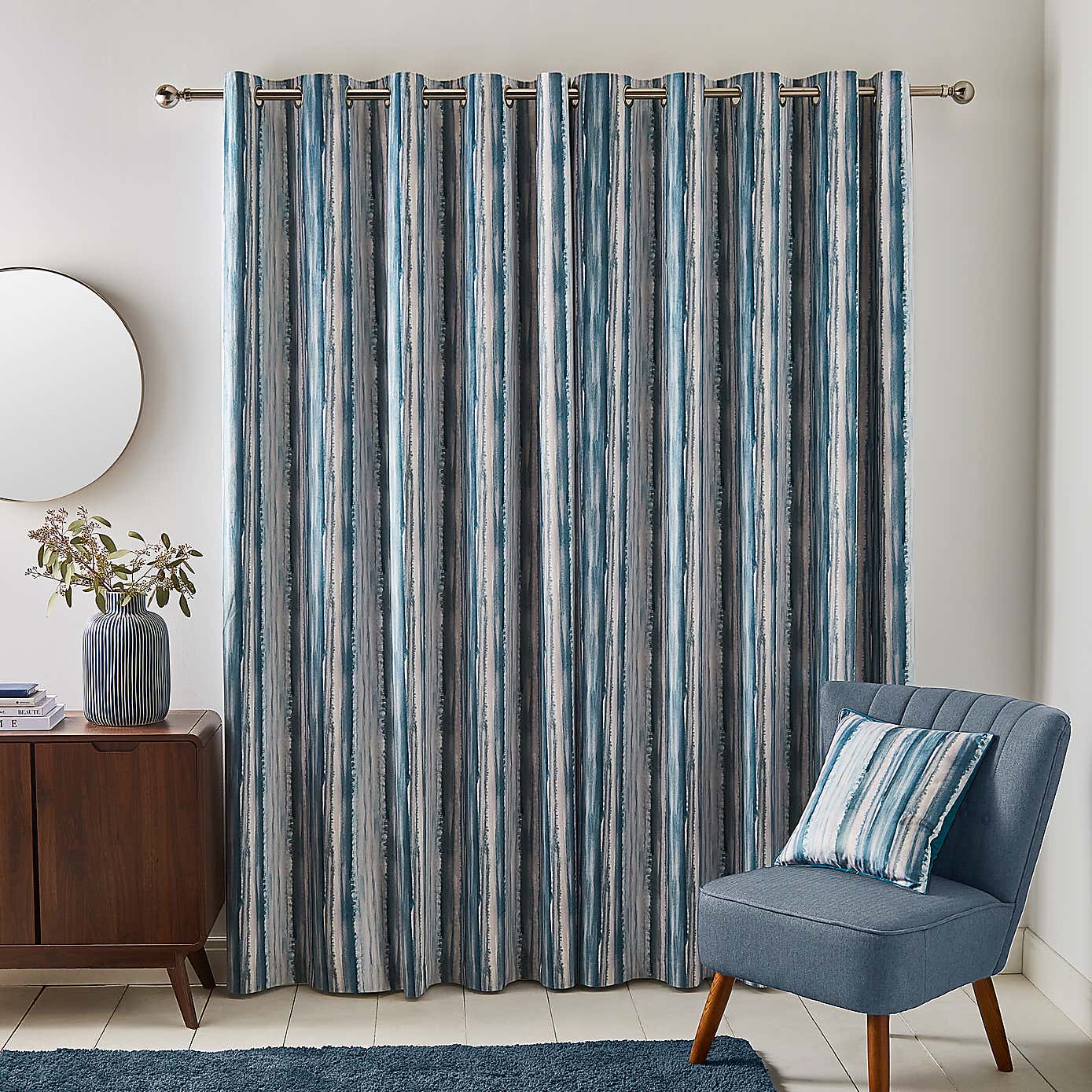 Watercolour Stripe Eyelet Curtains