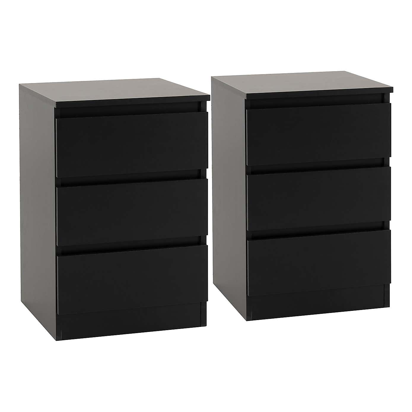 Set of 2 Malvern 3 Drawer Bedside Tables