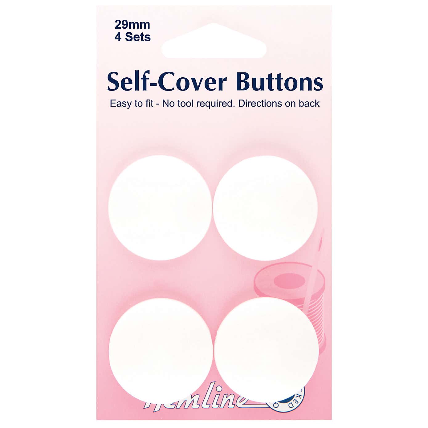 Hemline Self Cover White Buttons