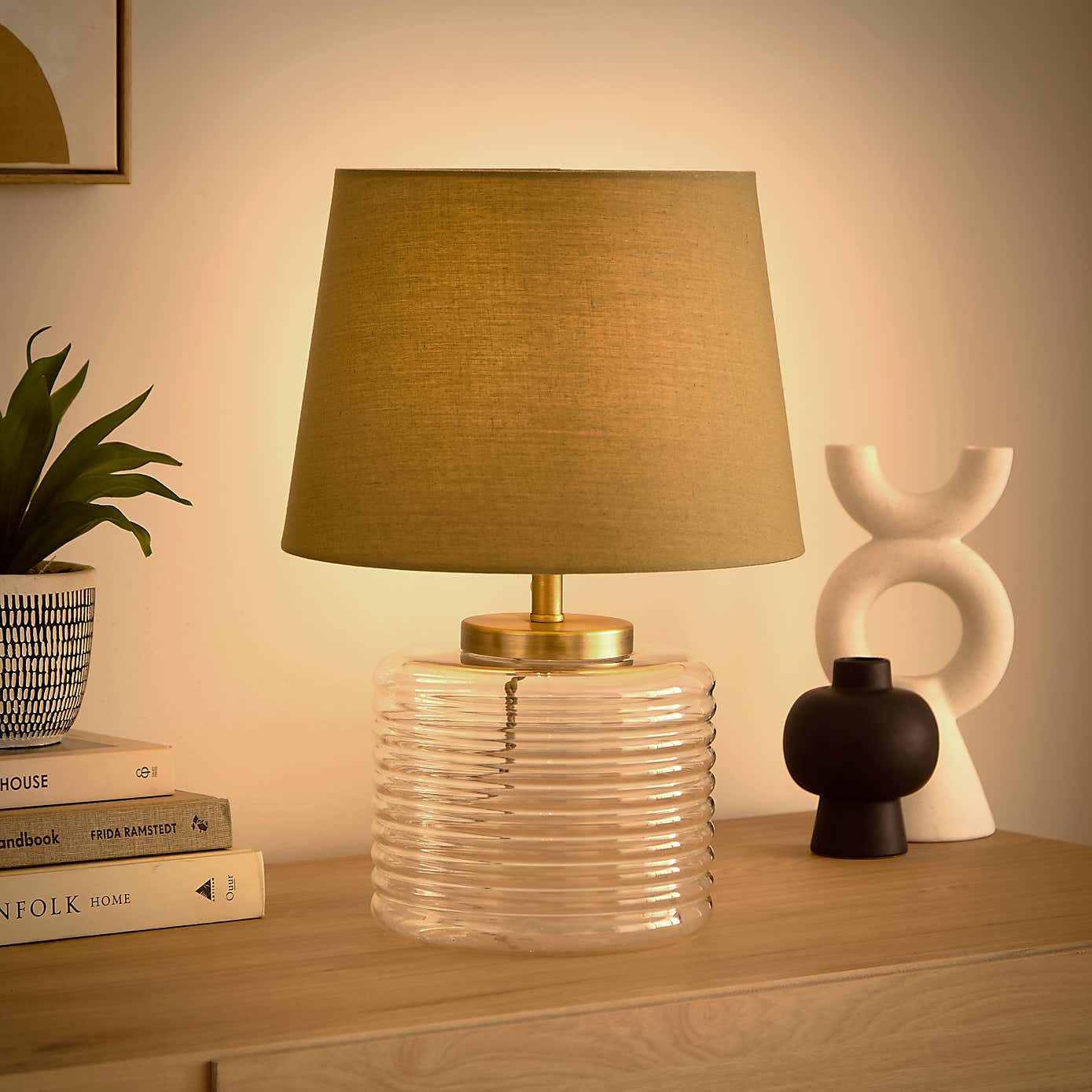 Charelle Ribbed Glass Table Lamp