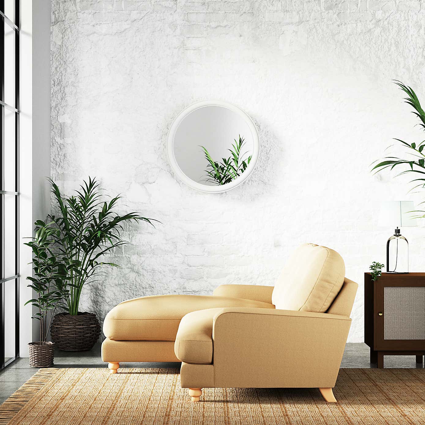 Martha Slub Faux Linen Corner Chaise Sofa