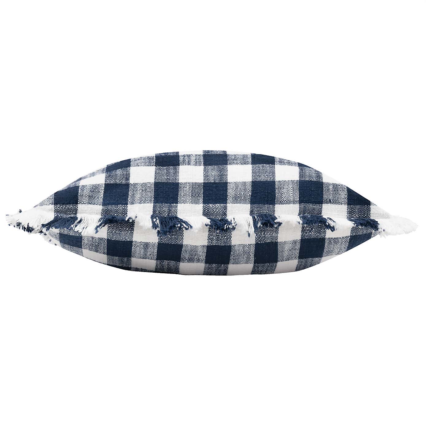 Yard Barton Check Cotton Square Cushion