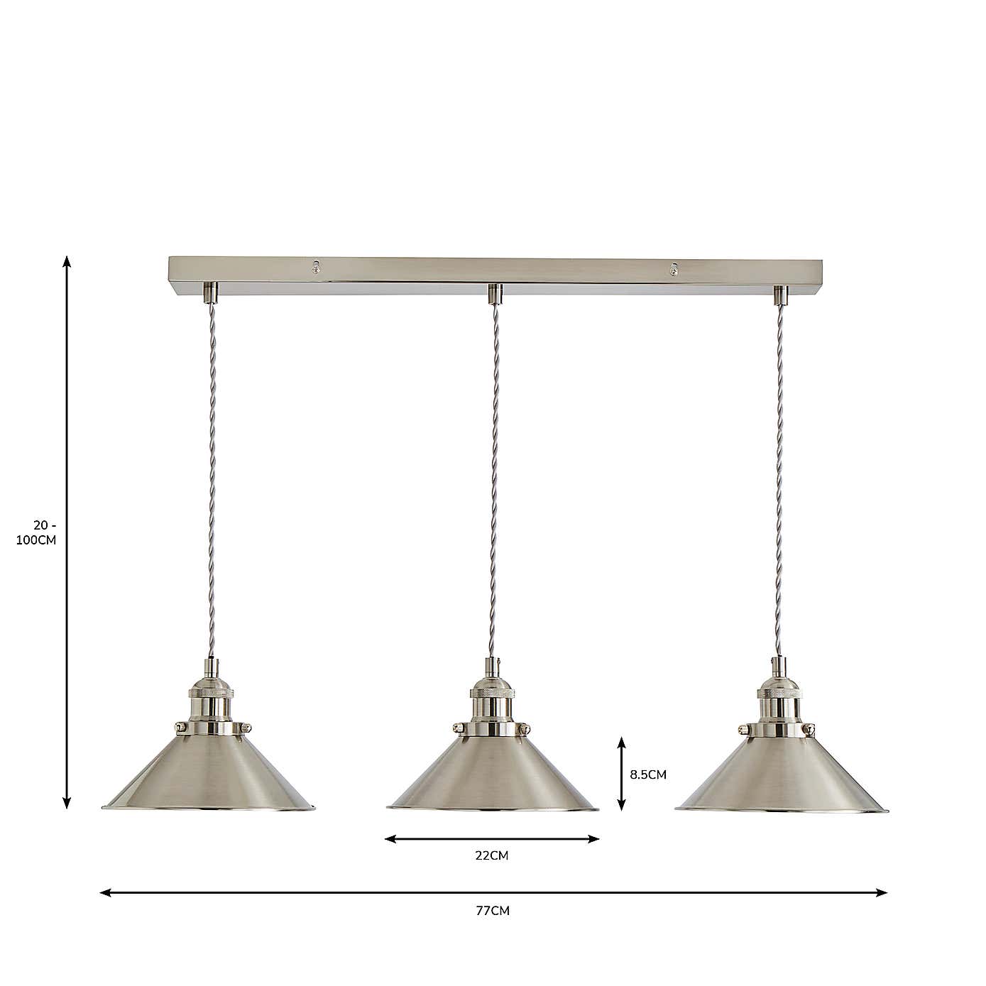 Logan 3 Light Black Industrial Diner Ceiling Fitting