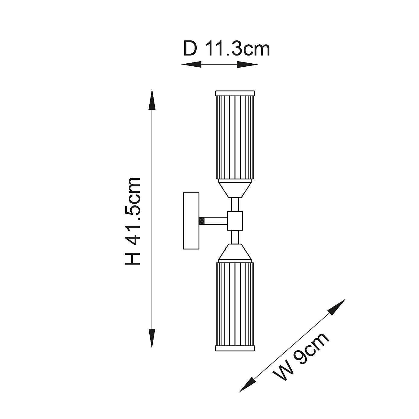 Vogue Lighting Bailey Ribbed 2 Light Wall Light