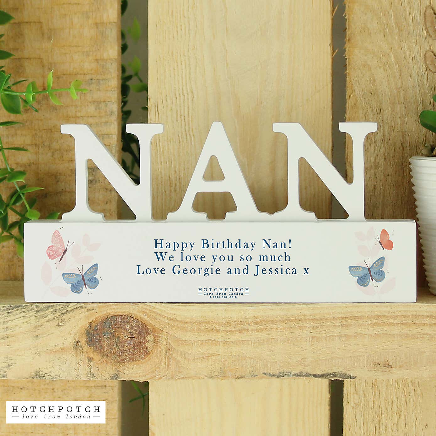 Personalised Butterfly Nan Wooden Ornament
