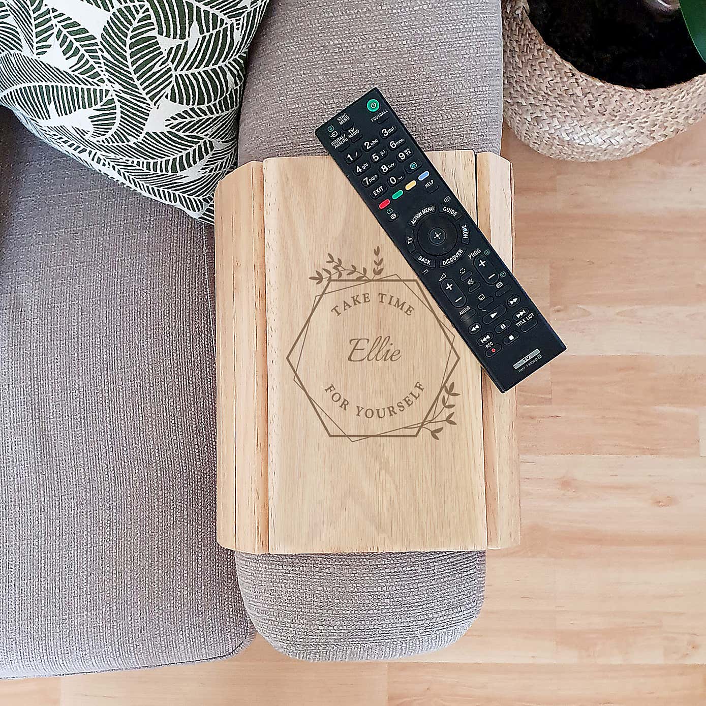 Personalised Take Time For Yourself Wooden Sofa Tray
