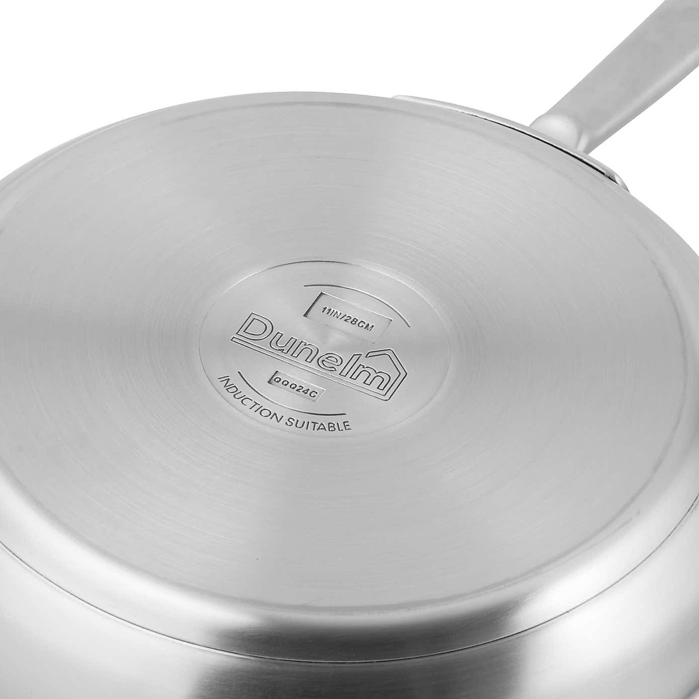 Gourmet Stainless Steel Non-Stick Frying Pan with Lid, 28cm