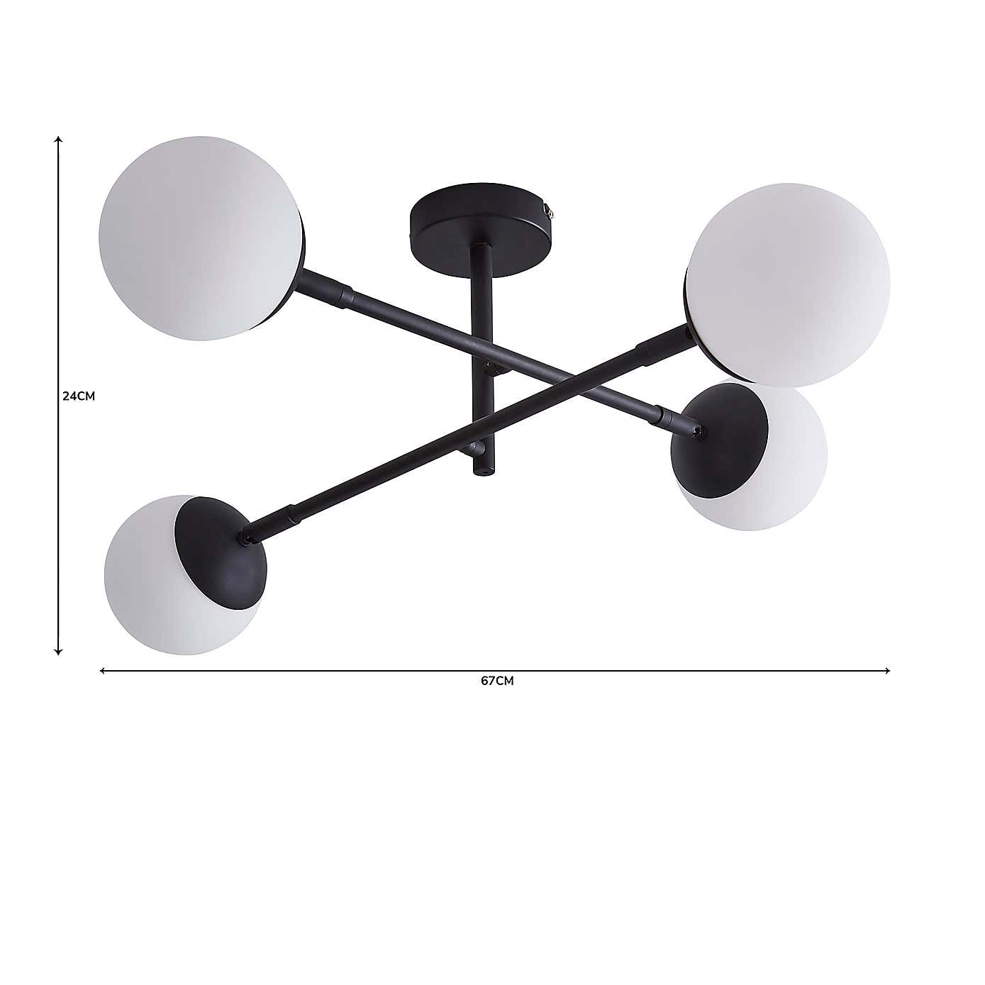 Tela Bathroom 4Lt Ceiling Fitting Black