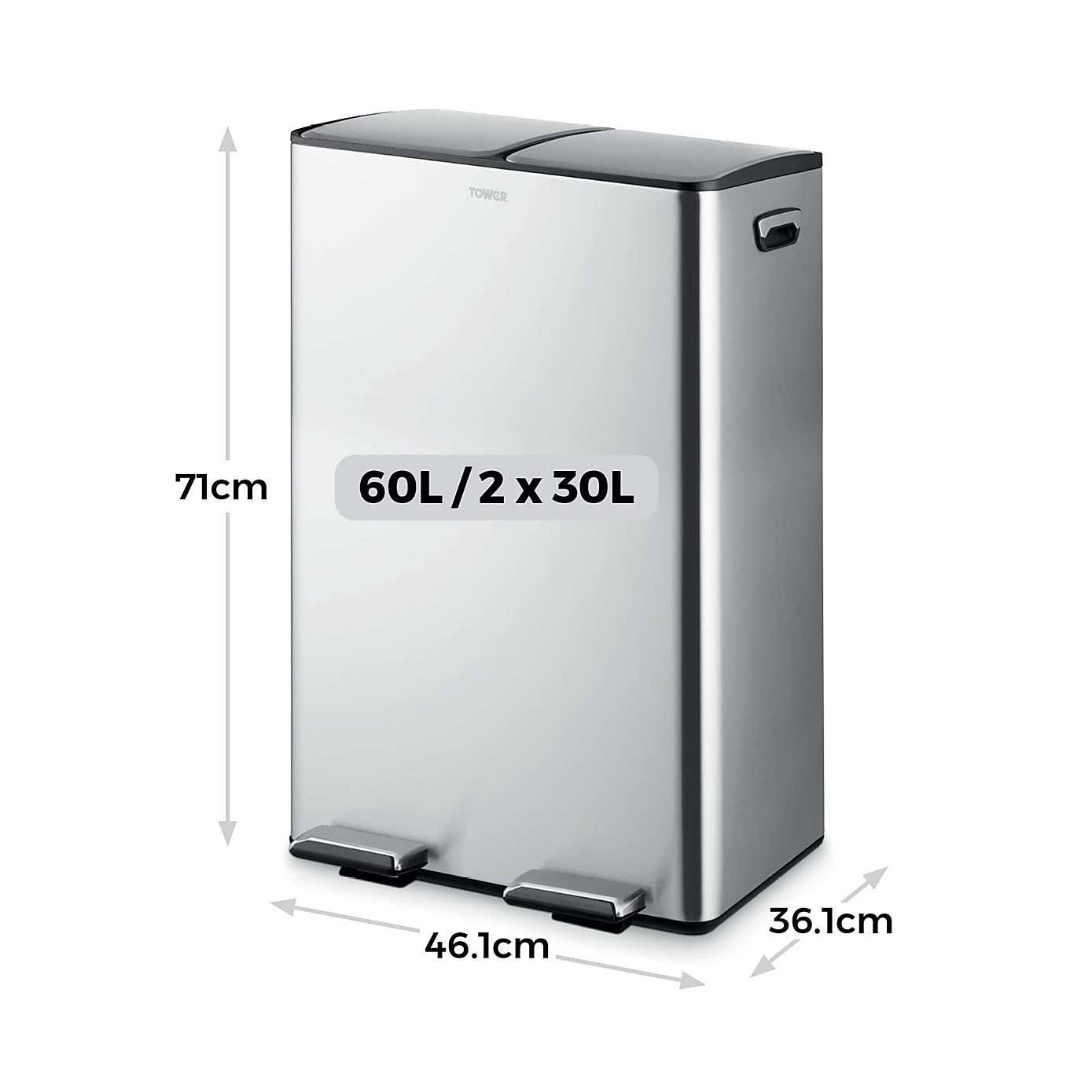 Tower 60L Recycling Pedal Bin