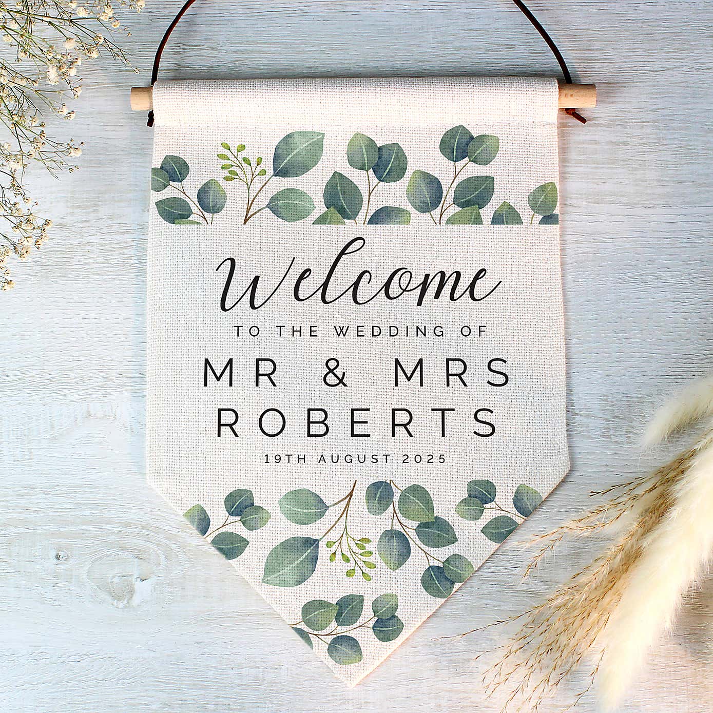 Personalised Botanical Wedding Hanging Banner