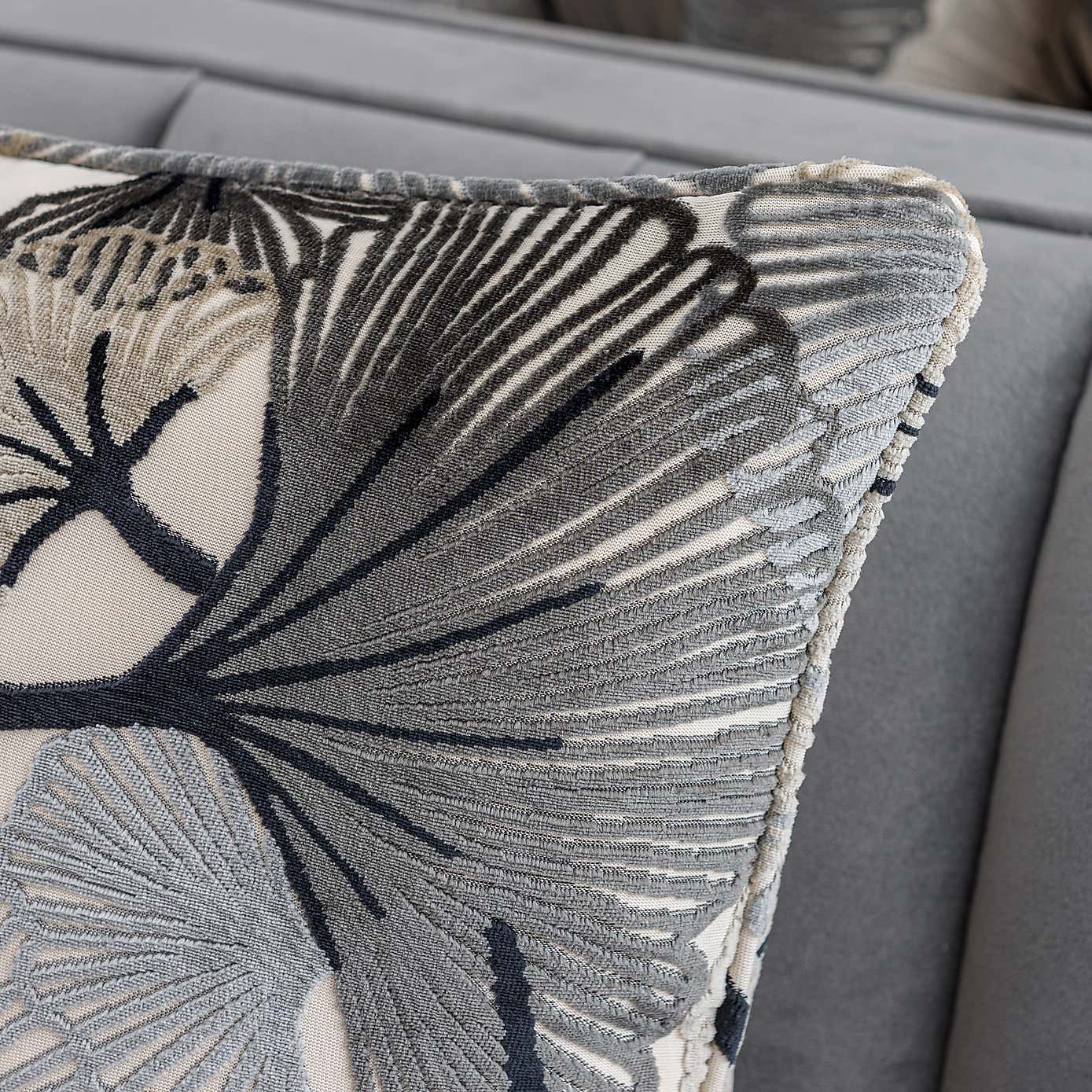 Gingko Cut Velvet Eyelet Curtains